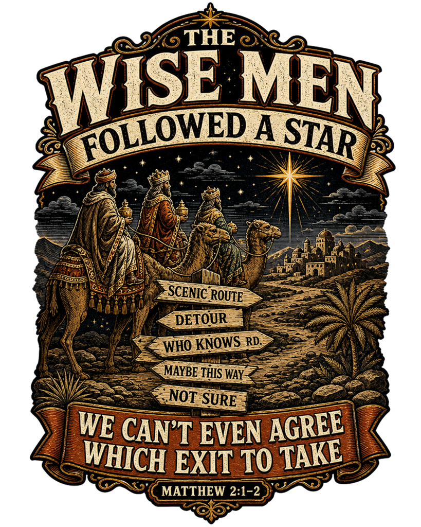 Wise Men Followed A Star Which Exit Tee | Funny Christmas Road Trip Shirt