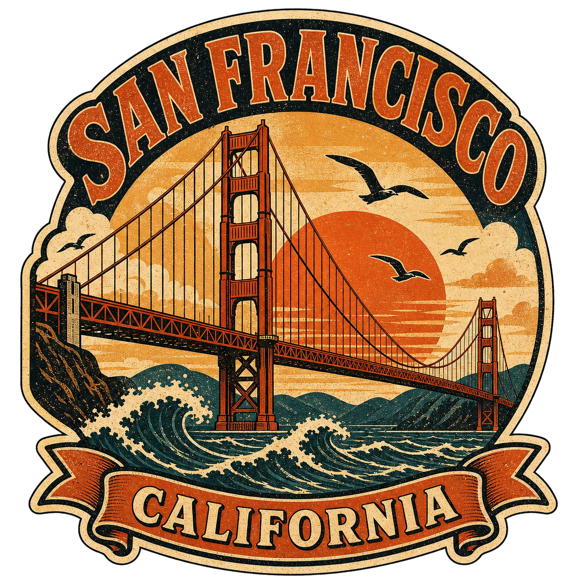 Golden Gate Bridge Sticker | California Kiss-Cut Vinyl