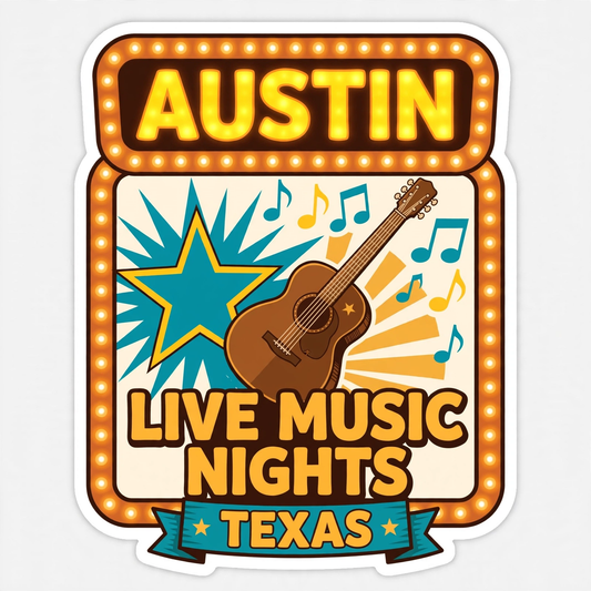 Austin Live Music Sticker | Texas Kiss-Cut Vinyl