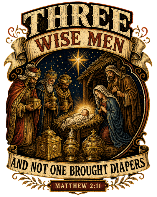 Three Wise Men, Not One Brought Diapers Sticker | Christmas Kiss-Cut Vinyl