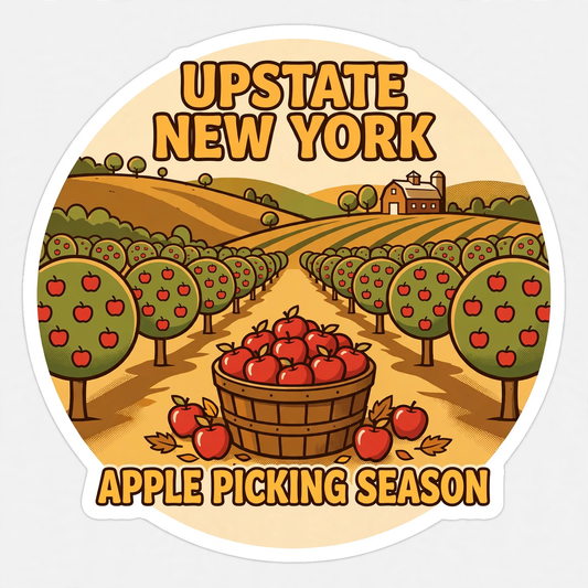 Upstate Apple Picking Sticker | New York Harvest Kiss-Cut Vinyl