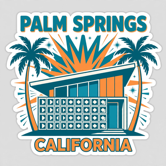 Palm Springs Mid-Century Sticker | California Kiss-Cut Vinyl