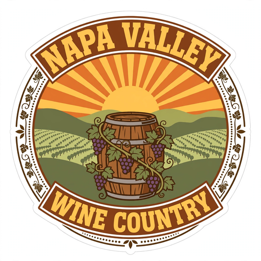 Napa Valley Wine Barrel Sticker | California Wine Country Kiss-Cut Vinyl
