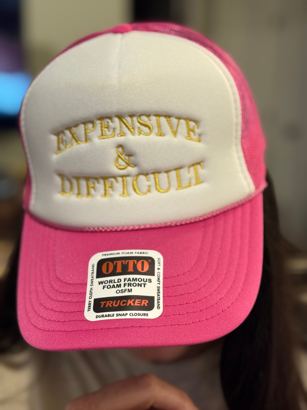 Expensive and Difficult embroidered funny trucker hat