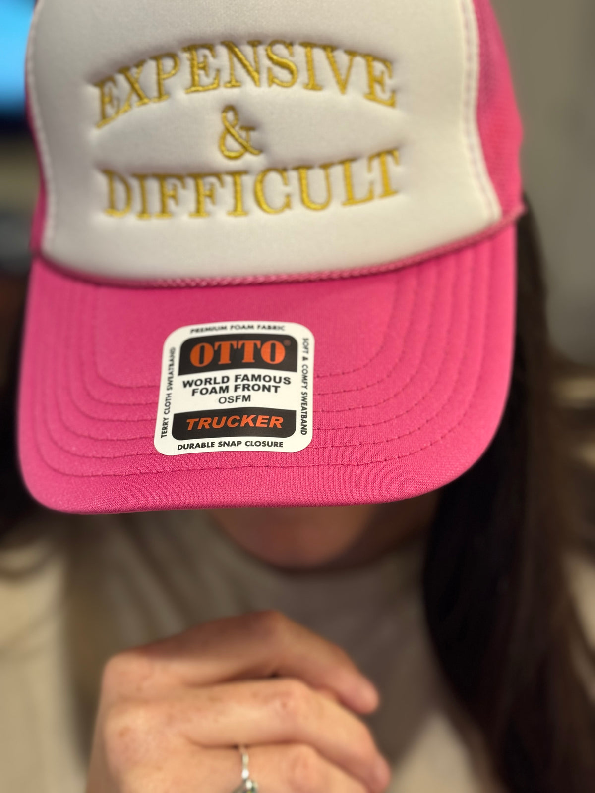 Expensive and Difficult embroidered funny trucker hat