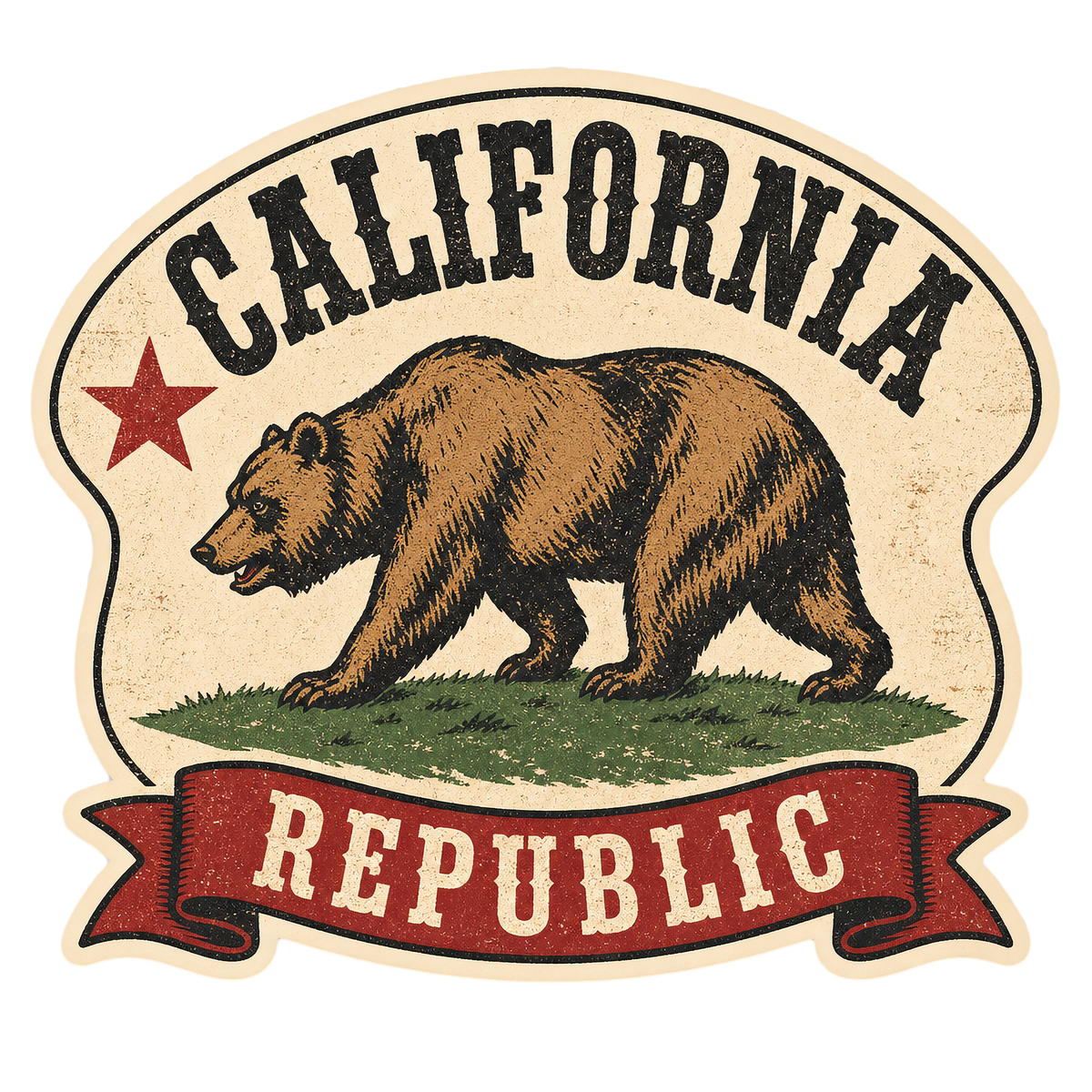 California Bear Flag Sticker | California Kiss-Cut Vinyl