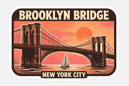 Brooklyn Bridge Sunset Sticker | New York City Kiss-Cut Vinyl