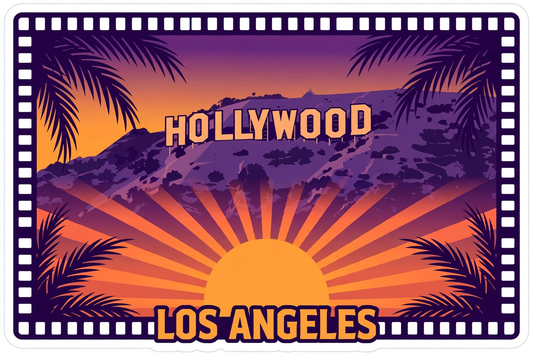 Hollywood Sign Sunset Sticker | Los Angeles Kiss-Cut Vinyl