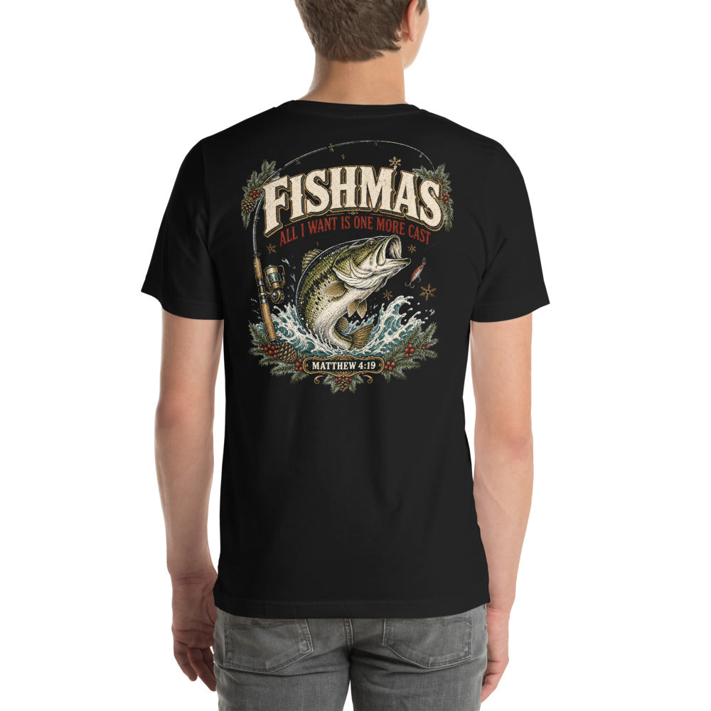 Fishmas Christmas Tee | Funny Fishing Christmas Shirt | One More Cast
