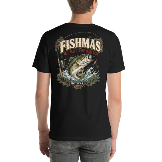 Fishmas Christmas Tee | Funny Fishing Christmas Shirt | One More Cast