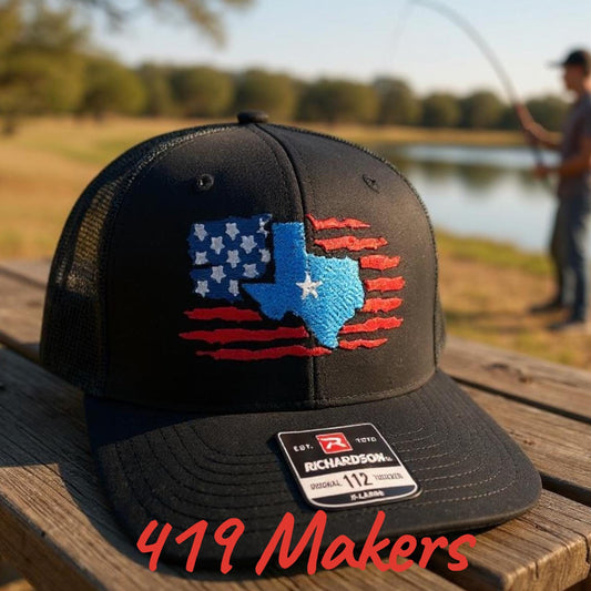 Embroidered Texas Lone Star Flag Trucker Hat | Richardson 112 Snapback (Patriotic Gift)