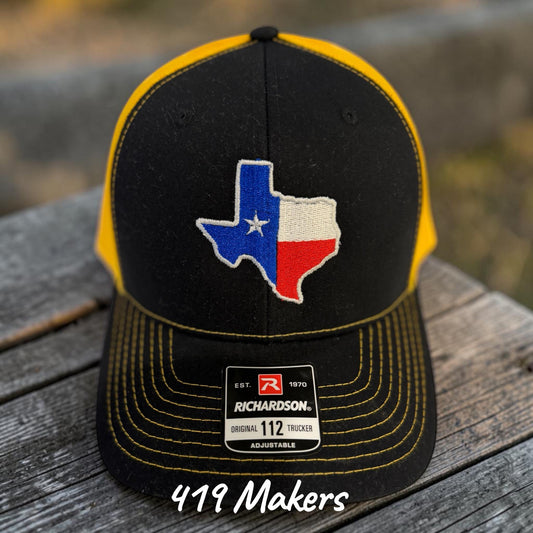 Embroidered Texas State Trucker Hat | Richardson 112 Snapback Cap (Lone Star TX)