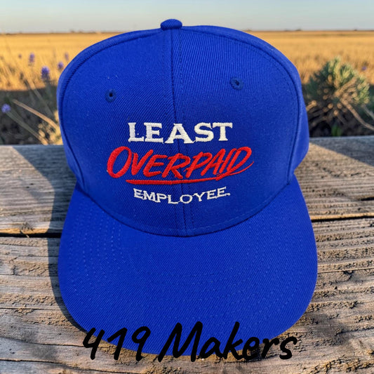 Least Overpaid Employee Hat | Embroidered Otto Flat Bill Trucker Cap (Sarcastic Gift)