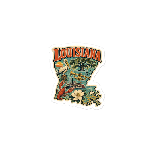Louisiana State Icons Sticker | Pelican Crawfish Kiss-Cut