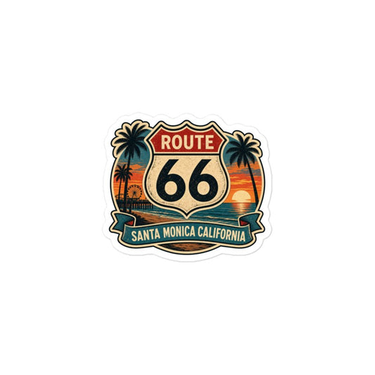 Route 66 Santa Monica Sticker | California Kiss-Cut Vinyl